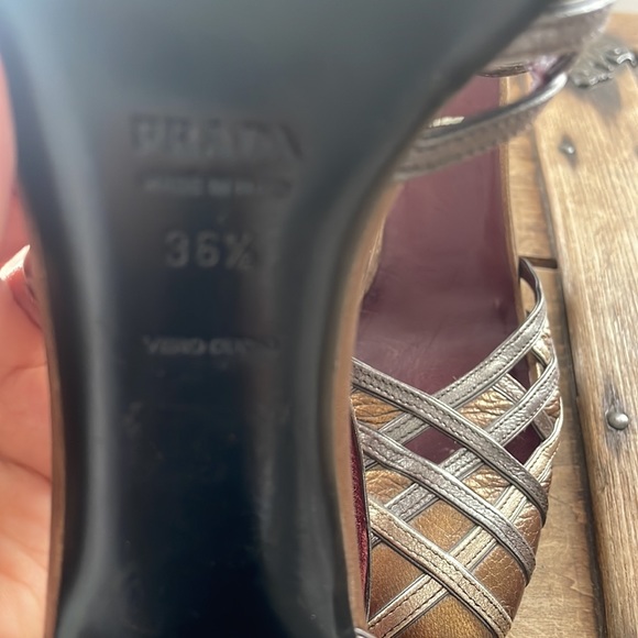 Prada Mary Janes - Size 36.5 Metallic Leather - Picture 4 of 7